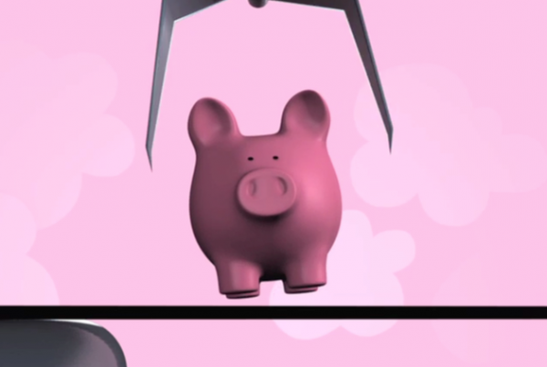Piggy bank on conveyor belt