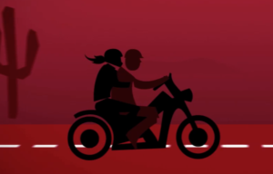 Couple on motorcycle illustration