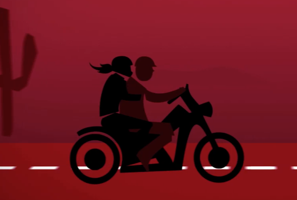 Couple on motorcycle illustration