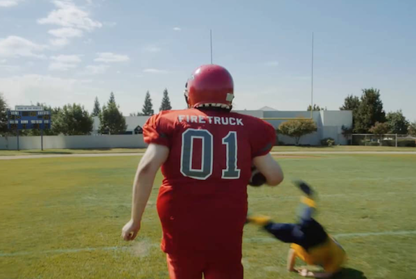 Football player heading for the endzone