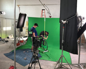 Filming bike on a green screen